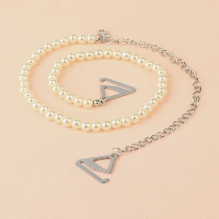 Wraps decorative with pearls, metal fittings, 5 mm, 45 cm, steam, white color-5