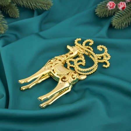 Christmas tree decoration "Deer with horns from beads" 16x7.5 cm, gold-1