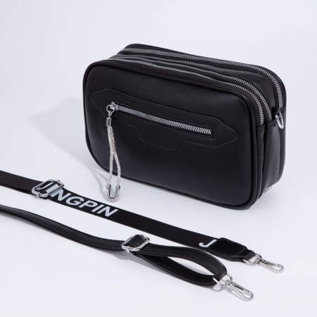 Bag Cross-Bodi with a zipper, black color-3