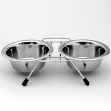 Set: double bowl on a stand, 2 x 240 ml