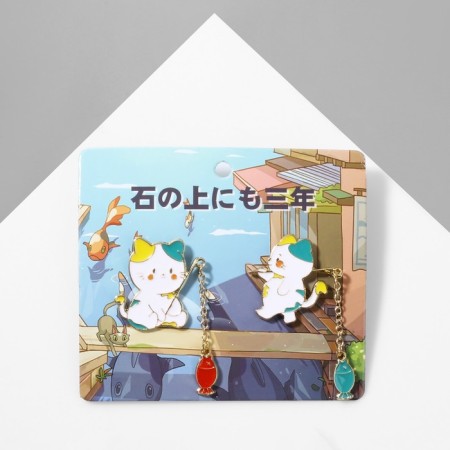 Set of icons (2 pcs.) "Japan" cats, color in gold-1