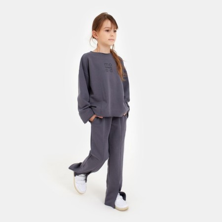 Children's costume (sweatshirt, trousers) minku color gray, height 152-4