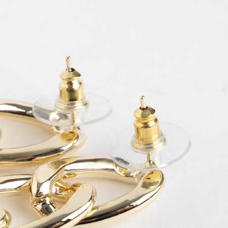 Metal earrings "chains" semicircle, color gold-1