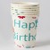 Paper glasses "Happy Birthday" with flowers, 6 pcs