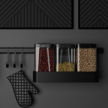 Railing system for the kitchen for 8 objects of the share, 60.5 cm, black color-5