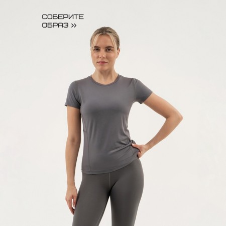 Women's T -shirt with inserts, basic, size XS (42), gray color-8