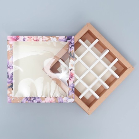Box for sweets, confectionery packaging, 16 cells, “most tender” 17.7 x 17.7 x 3.8 cm-5