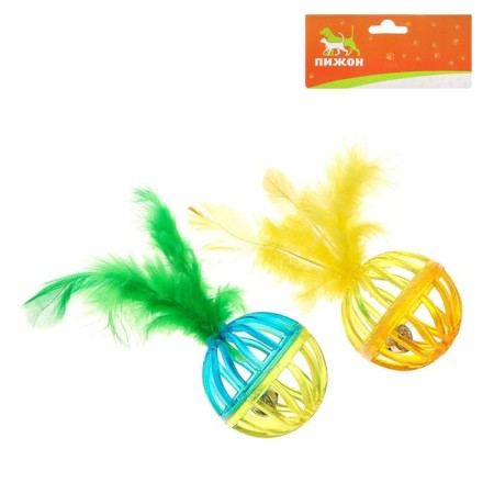 A set of 2 balls "curls with a pen", each 4 cm, a mix of flowers-4