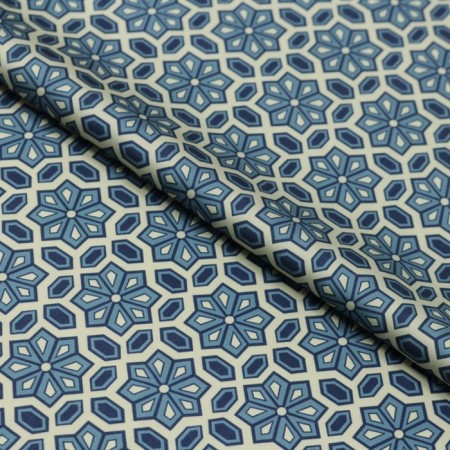Payer satin fabric, width 150 cm, blue-beige color-1