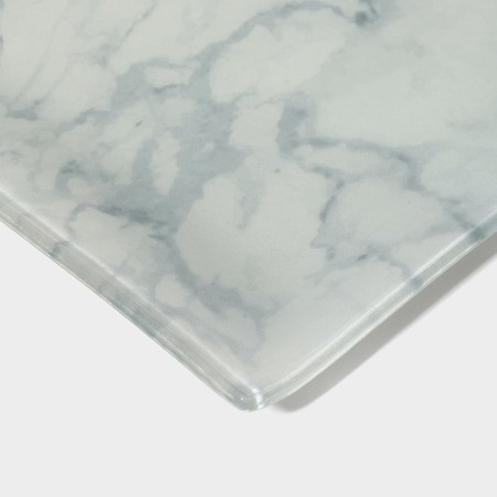 A set for sushi from glass of the “Marble White” shade, 3 objects: sauces 8 × 2 cm, 8 × 6 cm, stand 25 × 15 × 2 cm-5