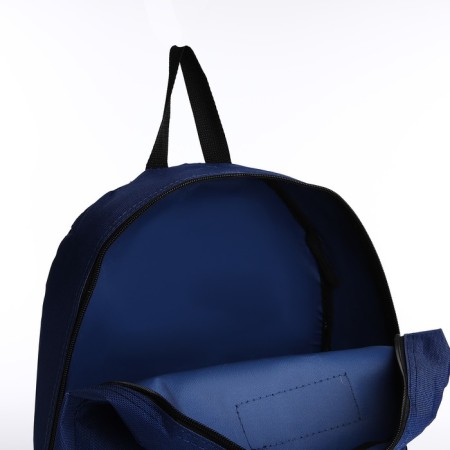 A backpack with a zipper, external pocket, blue color-5