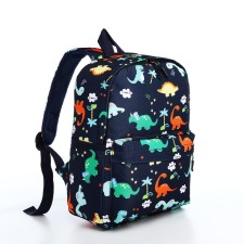 A backpack with a zipper, external pocket, blue color