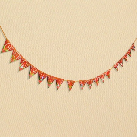 Girlands-tlaws "Happiness in the new year!" Red background, 300 cm-1