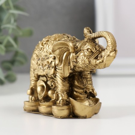 NECKE Polystone "Elephant on Coins" bronze 6.7x8.2x4.6 cm-3