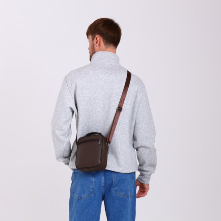 Male bag on lightning, long belt, brown color-6