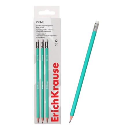 Chernographic pencil with Erichkrause "Prime", HB, Grifel D = 2.2 mm, plastic, hexagonal in the box, Green case