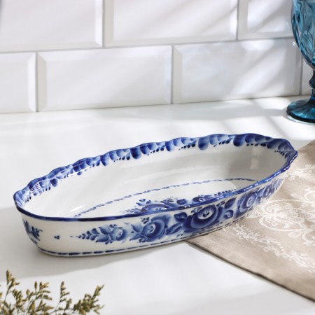 Dish "tray", deep, 36x17x6 cm, gzhel