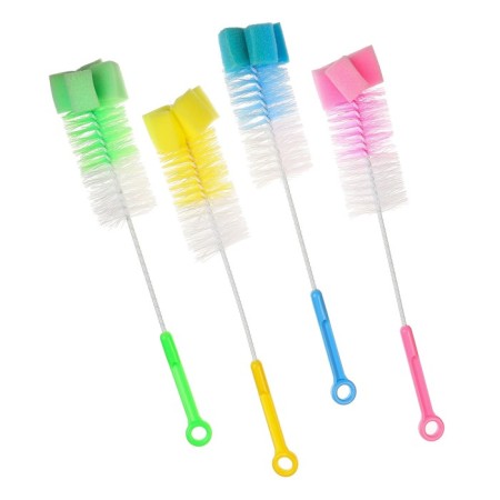 Brush for bottles, with a sponge, color mix-4