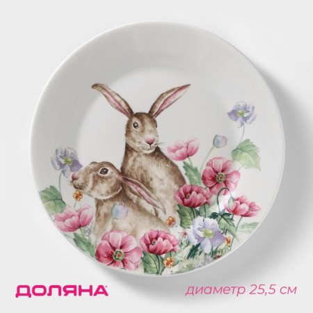 Porcelain dining lunch “Bunny”, D = 25.5 cm, white color