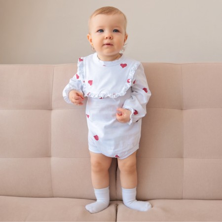 Body baby with minku ruffles, milk color, height 80-86 cm-4
