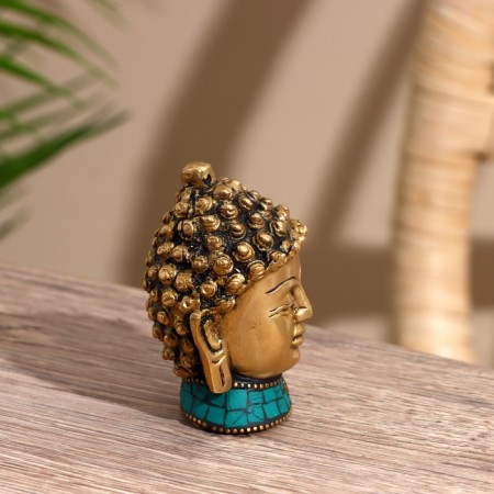 Souvenir "Buddha's head" Brass, stone 8 cm-2