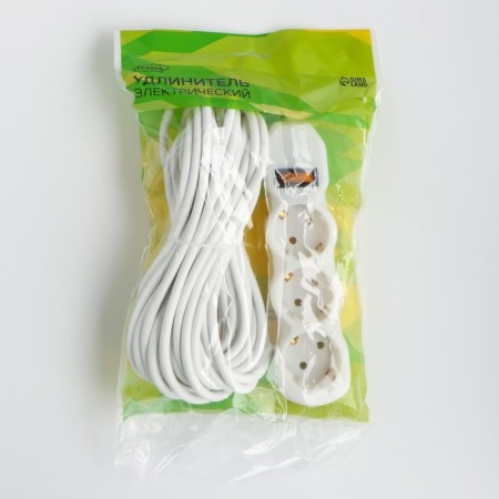 The extension cord Luazon Lighting Eco, 3 sockets, 10 m, 16 A, 3500 W, PVS 3x1 mm2, s/k, with off.-6