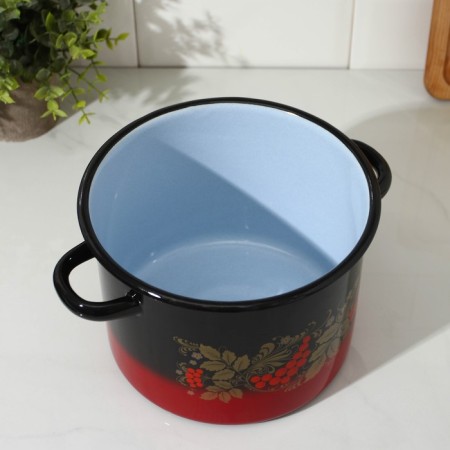 Pan, 3.5 l, enameled cover, induction, color red-black mix-4