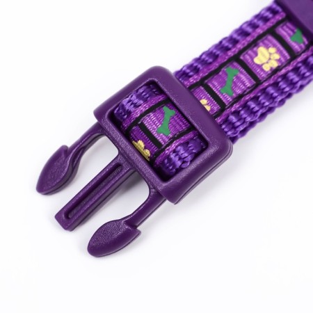 Collar "paw and bone" with a bell, width 1.5 cm, Osh 30, purple-4