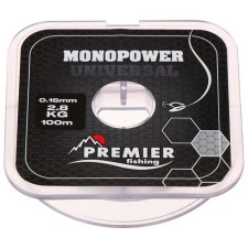 Леска Preмier fishing MONOPOWER Universal, диаметр 0.16 мм, тест 2.8 кг, 100 м, прозрачная