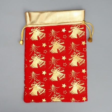 Bag gift plush "Golden fireworks", bells, embossing, 16 x 24 cm +/- 1.5 cm, New Year-5