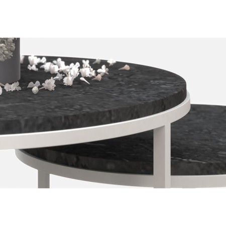 Table Journal Loft DQ No. 1 Duae (set) Storesh. Black marble, m/k white D605 (475), H420 (320), st.-2