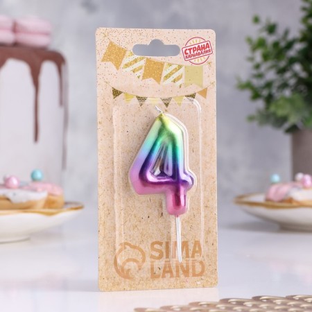 Candle in the cake "Watercolor", number 4, 5.5 cm-1