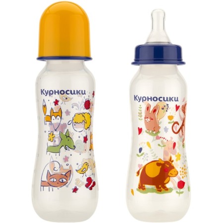 A bottle for feeding "animals", fitted, with 2 silicone nipples, 250 ml, from 0 months.