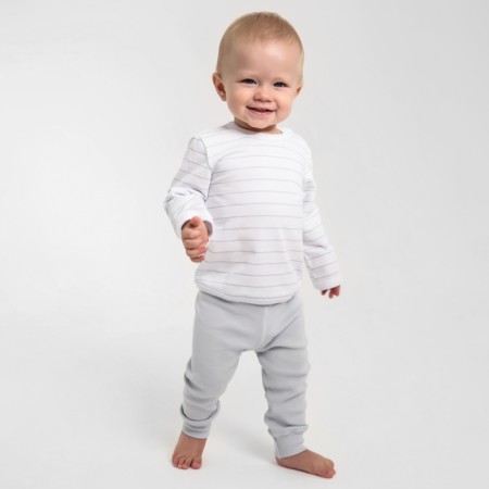 Longsliv Children's Minaku: Basic Line Baby, white/light gray color, height 86-92-4