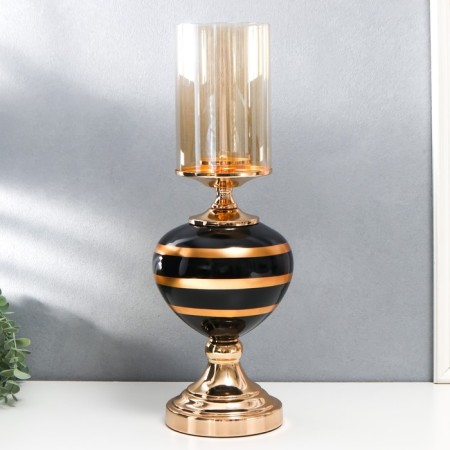 Climber metal, glass for 1 candle "Mirage" gold with black 42x17x17 cm-1