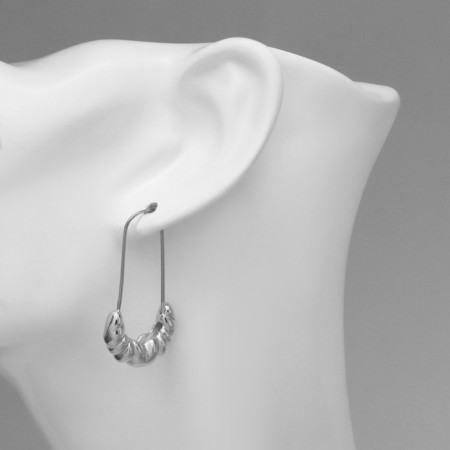 Earrings Metal "Pins" Grozdi, Color Silver-2