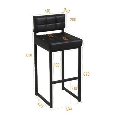 Bar loft-1 stool with a back, black/black-3