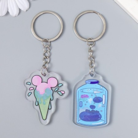 Acryl keychain "Ice Cream in the Horn/Bottle" MIX 3.8x5.2 cm