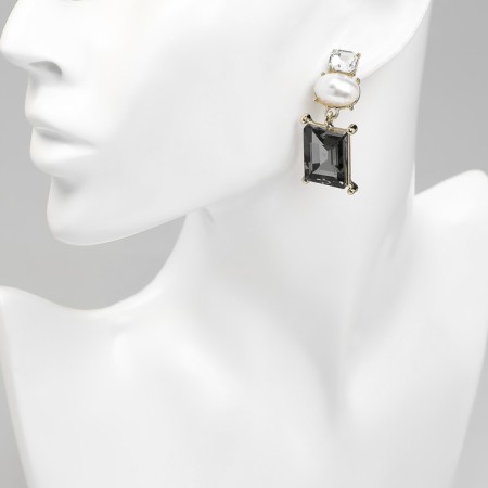 Earrings with pearls "bead" countess, white-gray color in gold-3