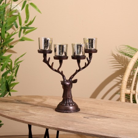 Summary for 4 candles "deer" aluminum 26x13x30 cm-3