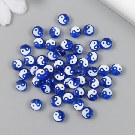 Beads for creativity Plastic "Yin-Yang" white-blue set 50 pcs 0.4x0.7x0.7 cm-2