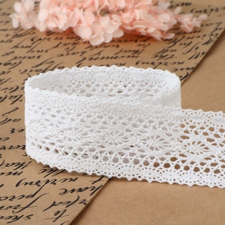 Knitted lace, 45 mm × 10 ± 1 m, white color-2