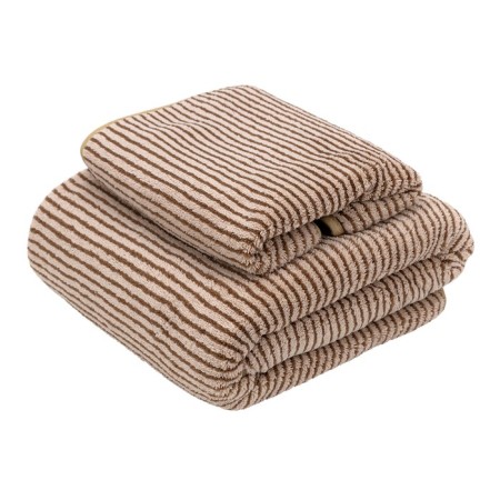 Set of towels "strip", size 30x70 cm, 70x130 cm, beige color-1
