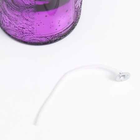 Bank for candles glass with a lid "Flower" violet, cylinder, galvanic 9x7x7 cm-3