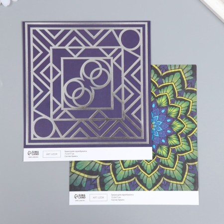 Scrapbooking paper bilateral "eclecticism silver and mehendi" density 180g 15.5x17cm-1