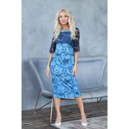 Female dress, size 44, blue color-4