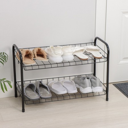 Various shoes, 2 tiers, 66 × 28 × 44 cm, black color