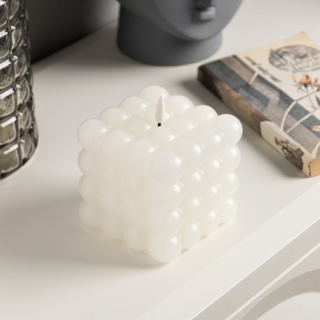 LED candle “White Cube”, 10 × 11.5 × 10 cm, wax, plastic, batteries AAAX3 (not in the kit), glow warm white-1