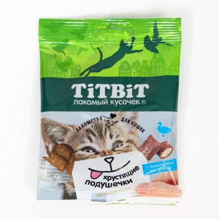 Titbit crispy pillows for cats, with a paste of duck, 30 g-1