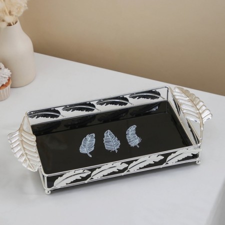 Feather stand for desserts, 35 × 22.5 × 6, silver metal color-1
